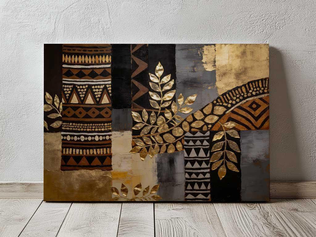 Black and Gold Leaf Canvas Wall Art