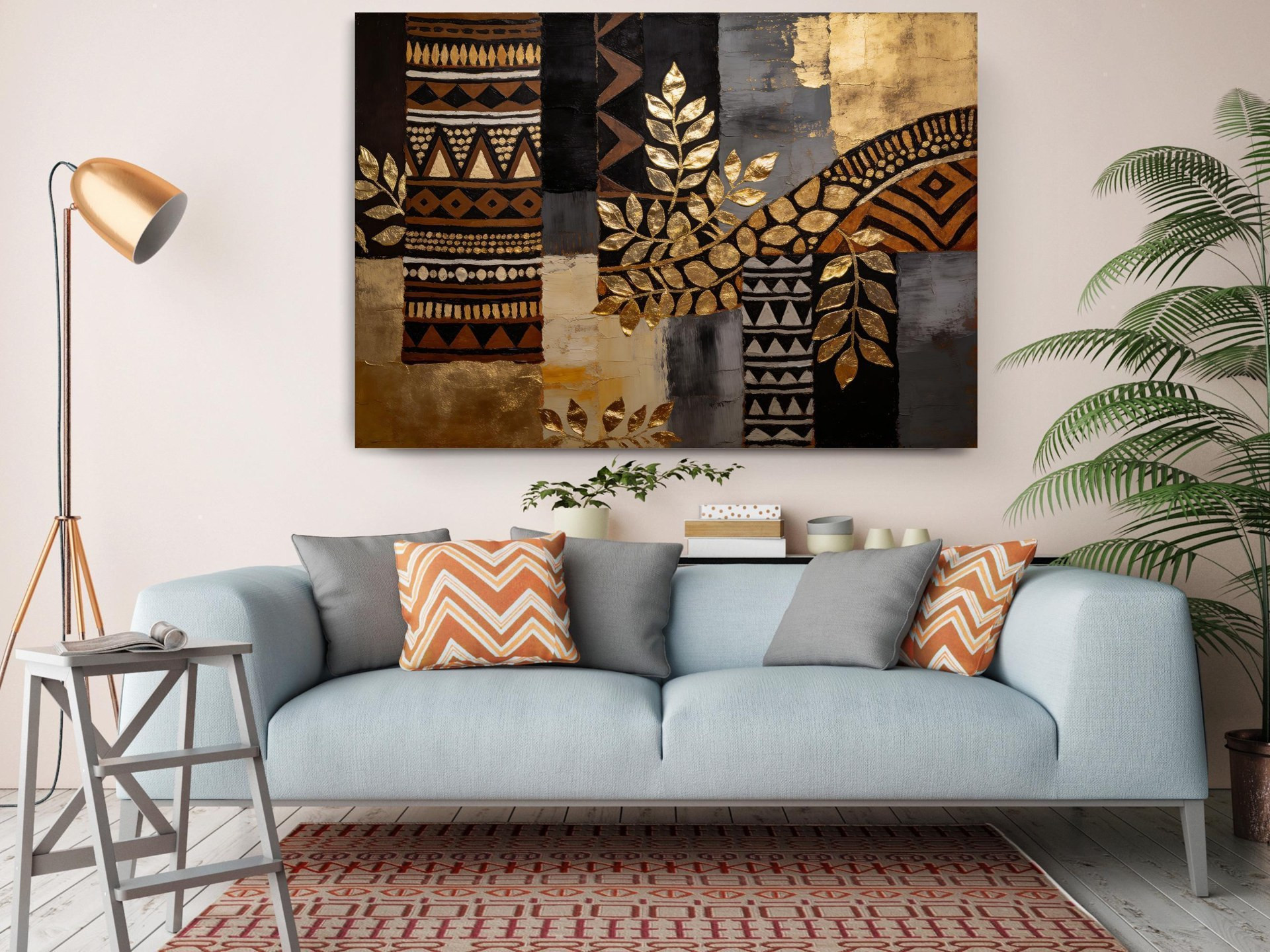 Black and Gold Leaf Canvas Wall Art