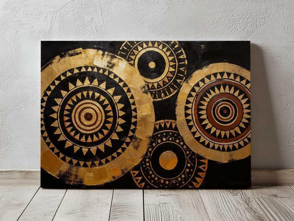 Black and Gold Mandala Canvas Wall Art