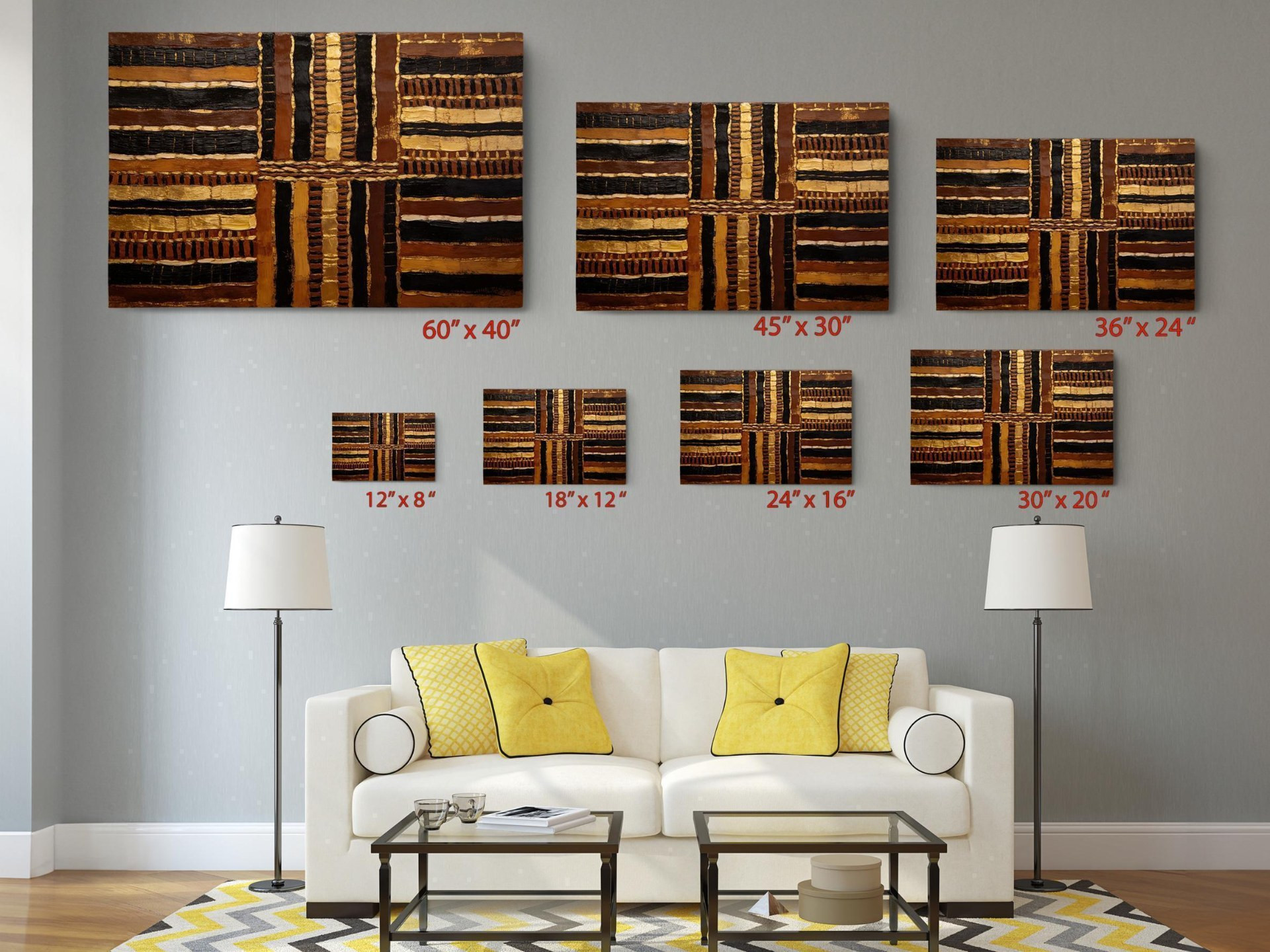 Black and Gold Mudcloth Canvas Wall Art