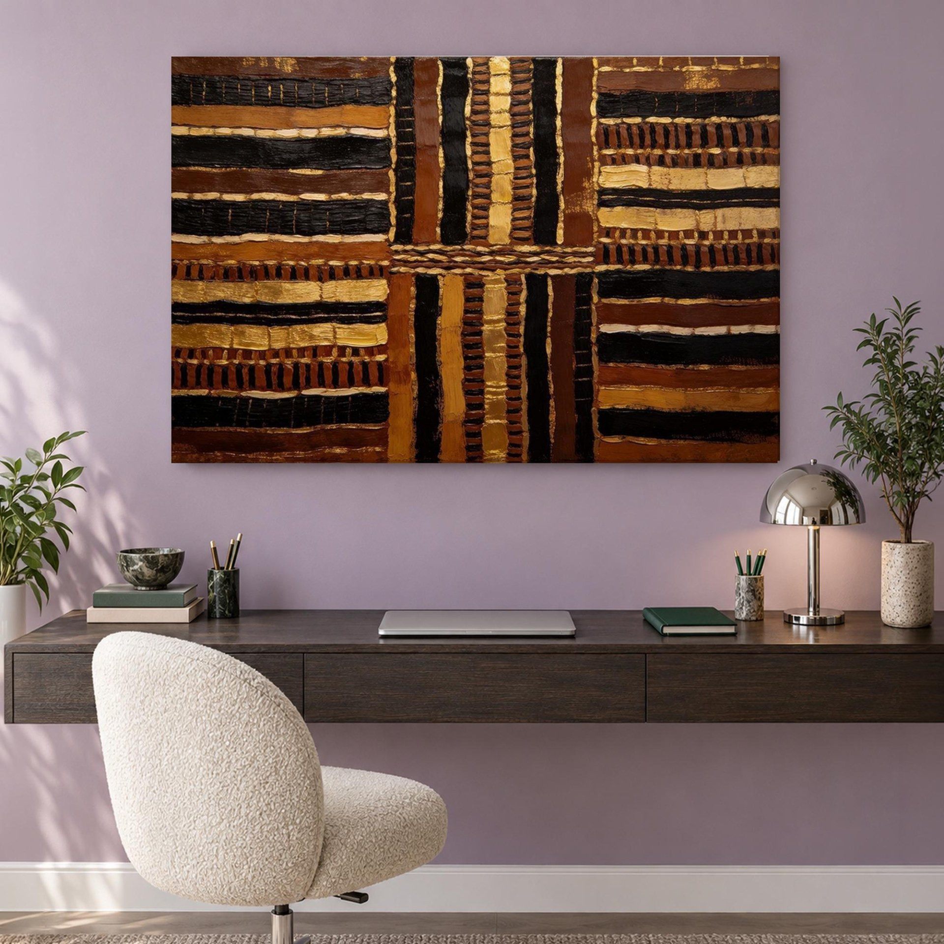 Black and Gold Mudcloth Canvas Wall Art