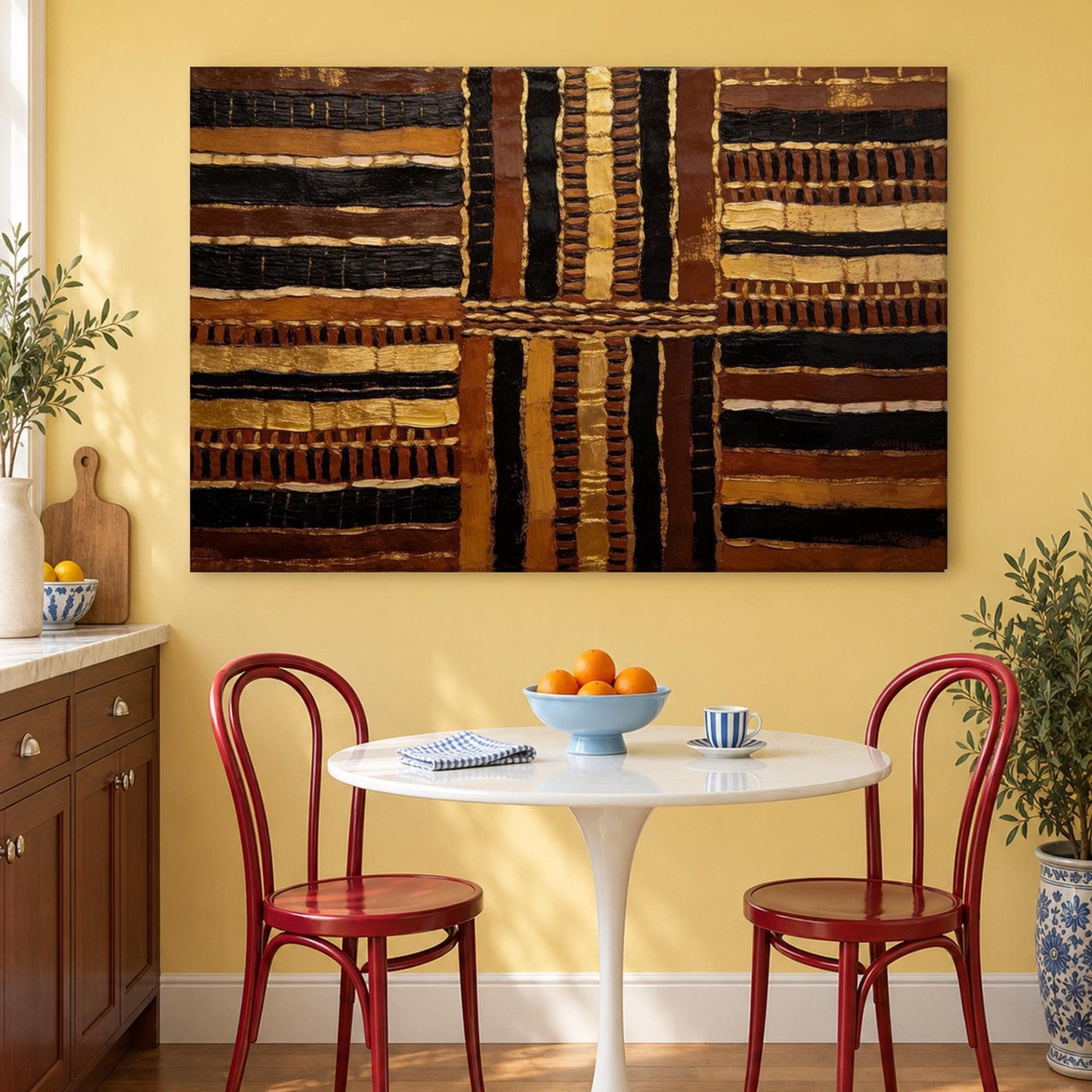 Black and Gold Mudcloth Canvas Wall Art