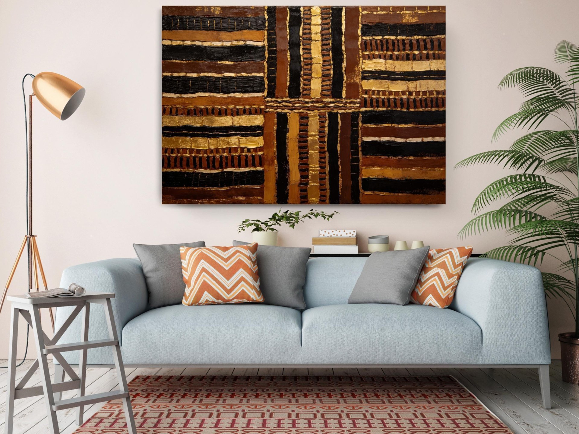 Black and Gold Mudcloth Canvas Wall Art