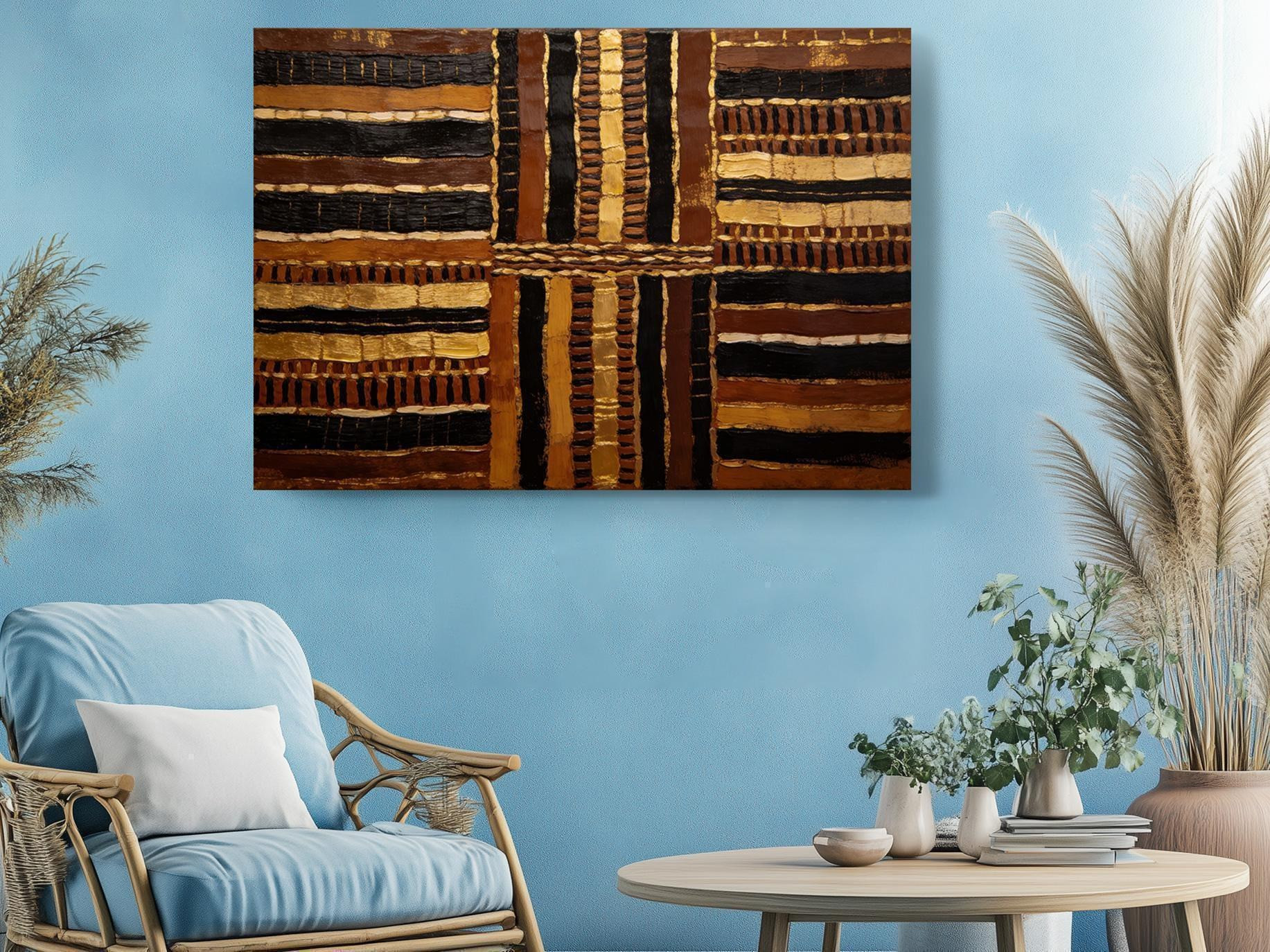 Black and Gold Mudcloth Canvas Wall Art