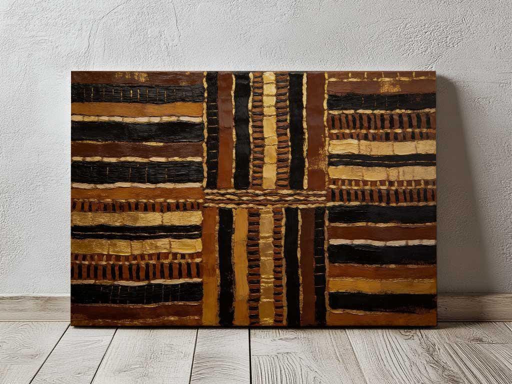 Black and Gold Mudcloth Canvas Wall Art