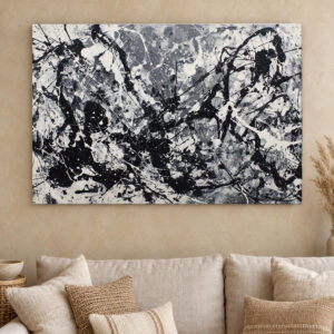 Black and White Abstract Splatter Canvas Wall Art