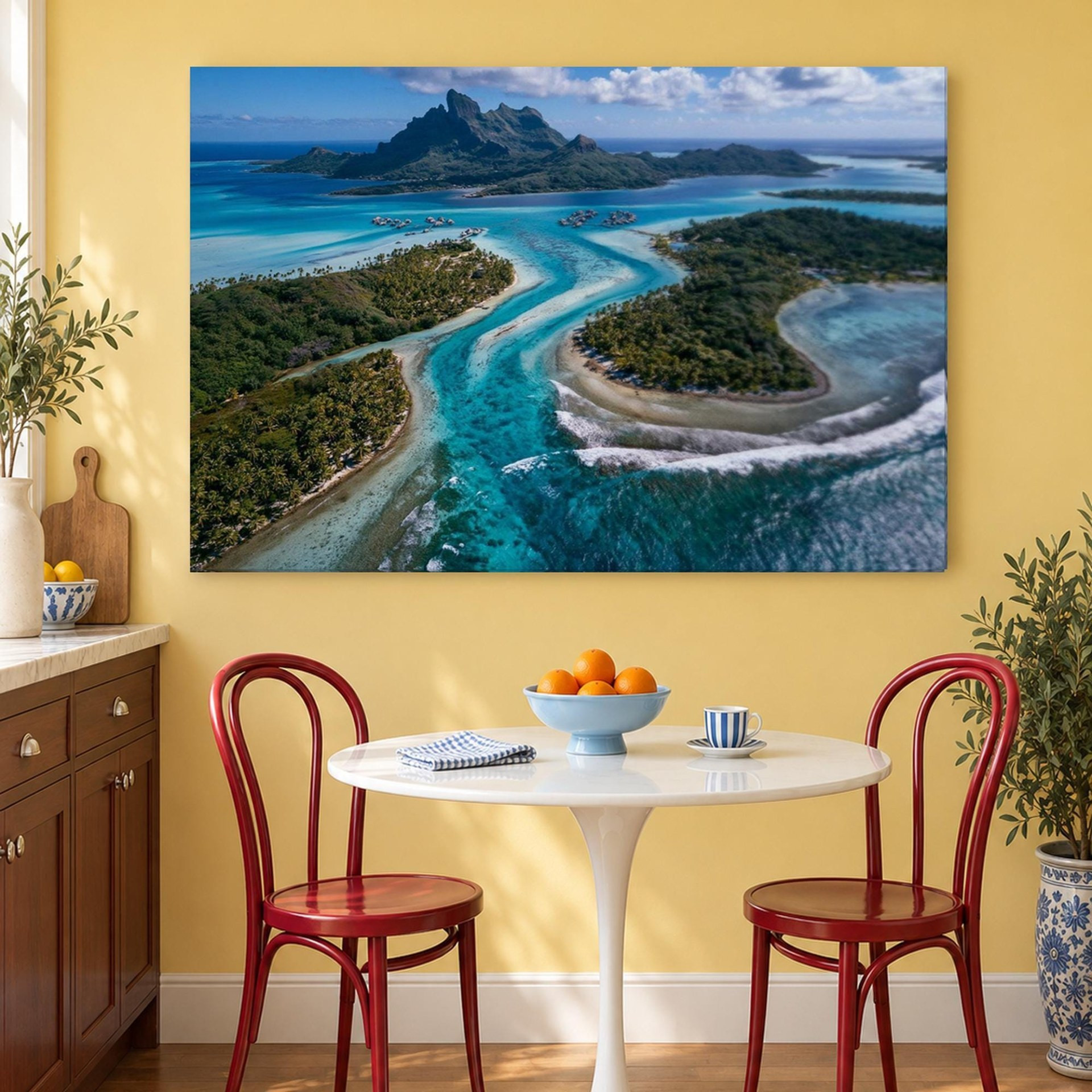 Bora Bora Lagoon Aerial Canvas Wall Art