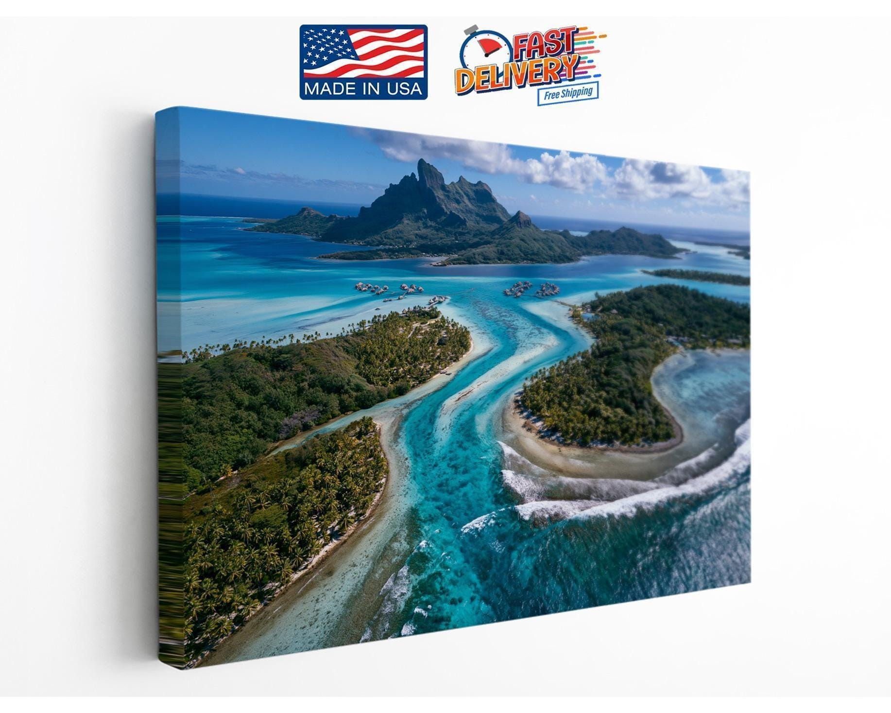 Bora Bora Lagoon Aerial Canvas Wall Art