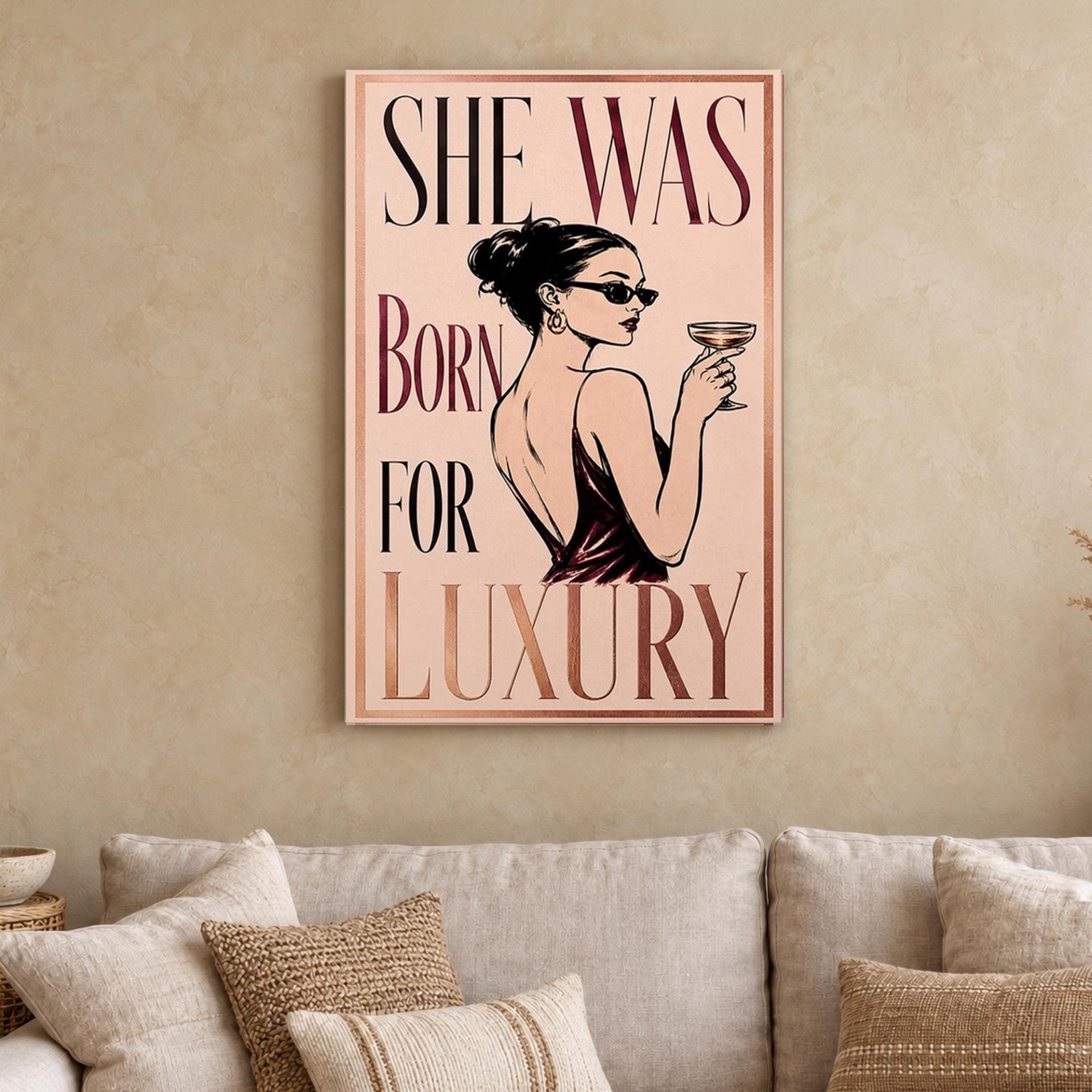 Born for Luxury Pink Canvas Wall Art
