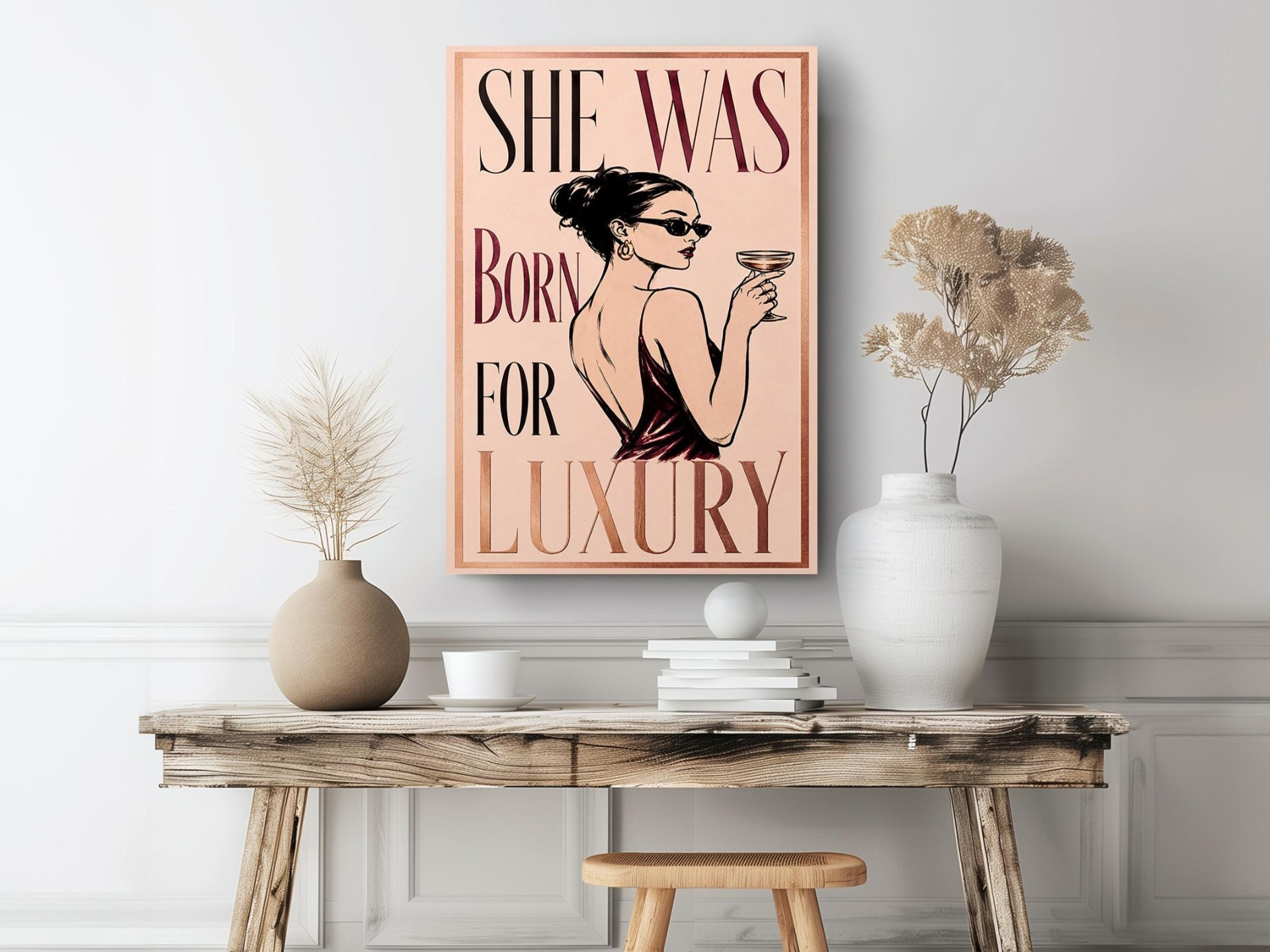 Born for Luxury Pink Canvas Wall Art