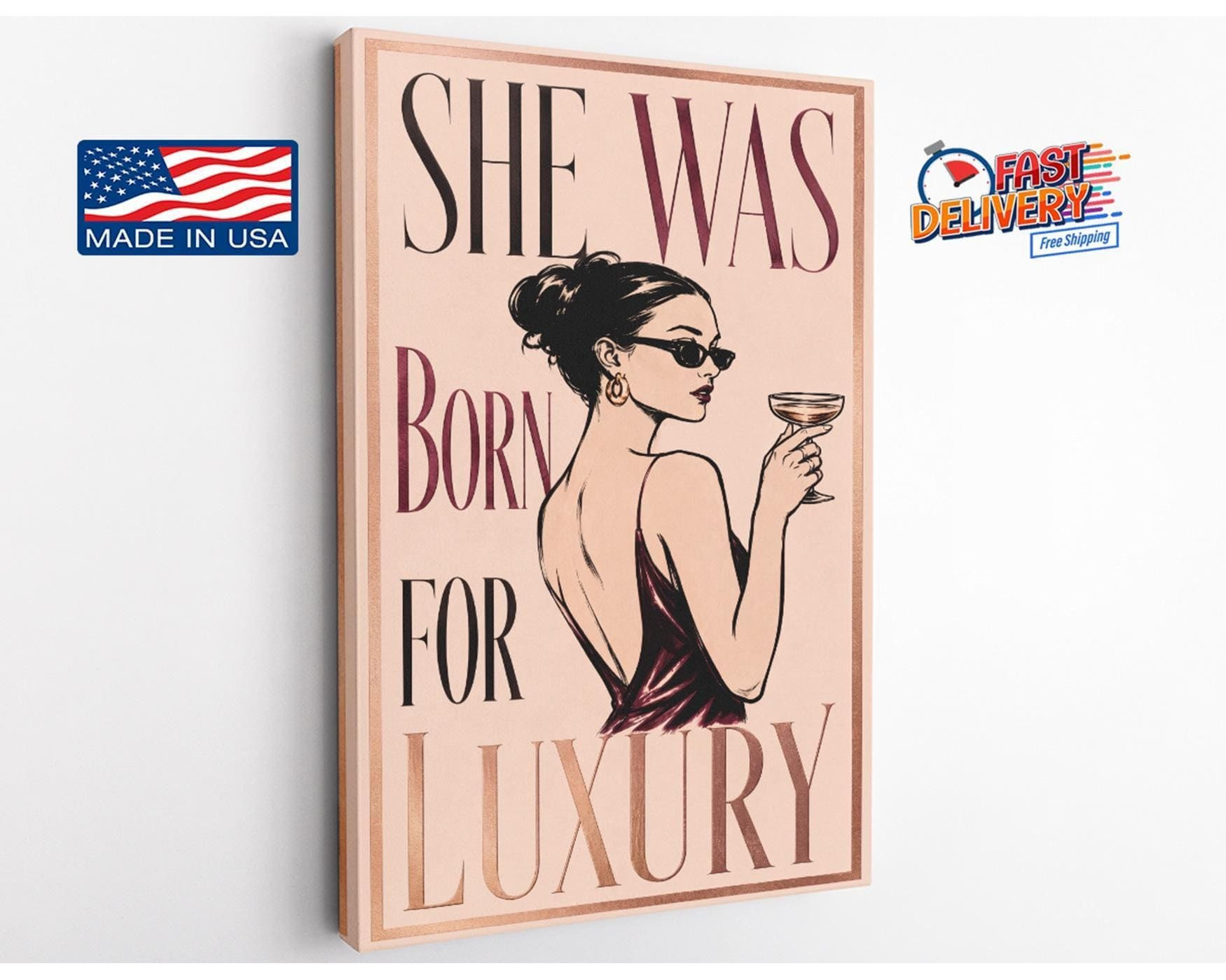 Born for Luxury Pink Canvas Wall Art