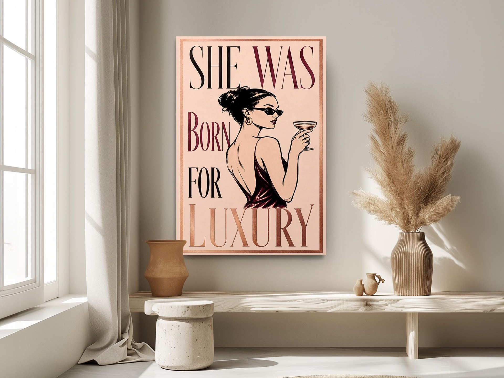 Born for Luxury Pink Canvas Wall Art