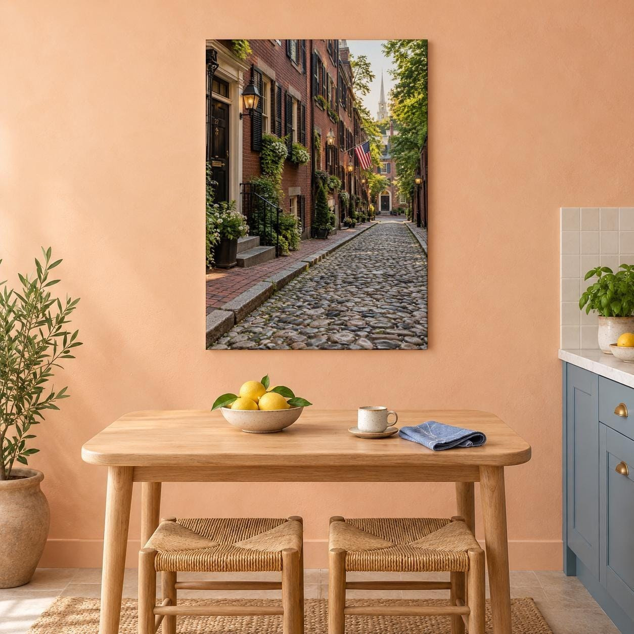 Boston Acorn Street Canvas Wall Art