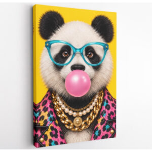 Bubblegum Panda Funny Canvas Wall Art