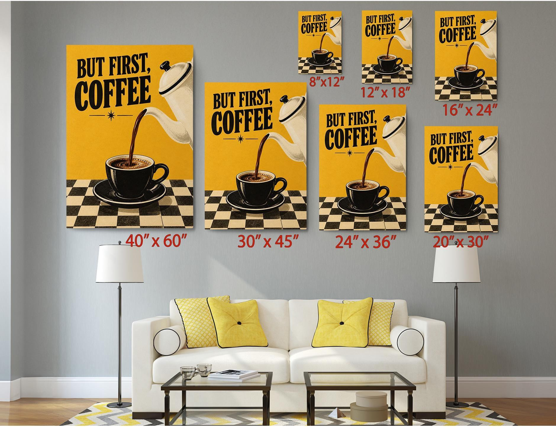 But First Coffee Retro Canvas Wall Art