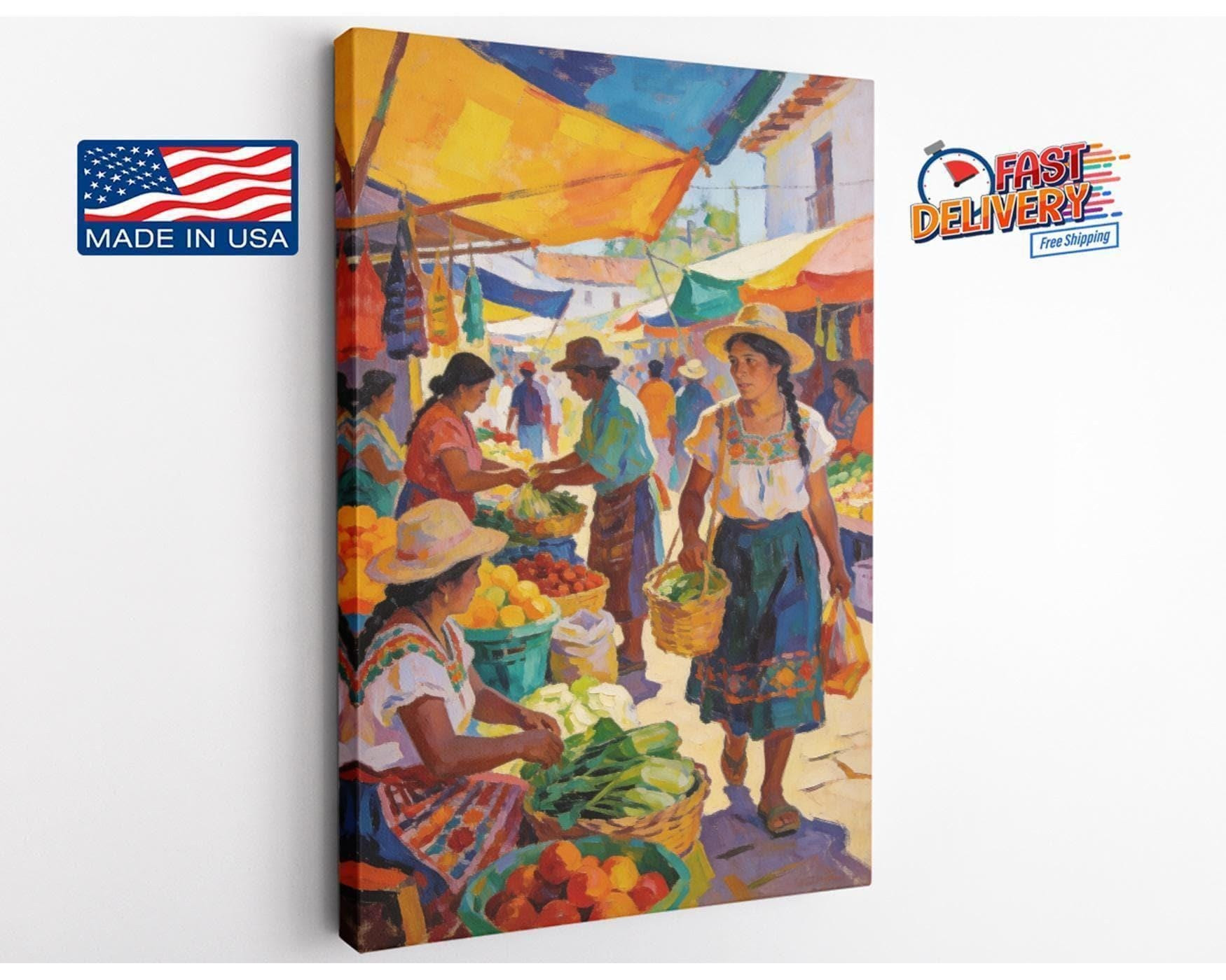 Colorful Latin Market Canvas Wall Art