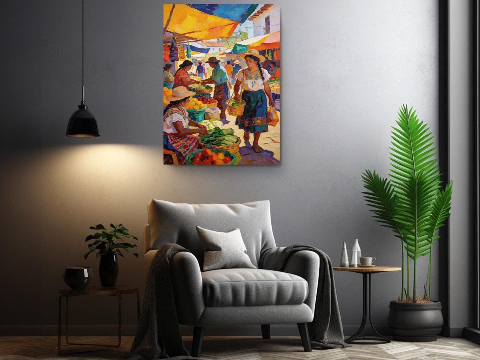 Colorful Latin Market Canvas Wall Art