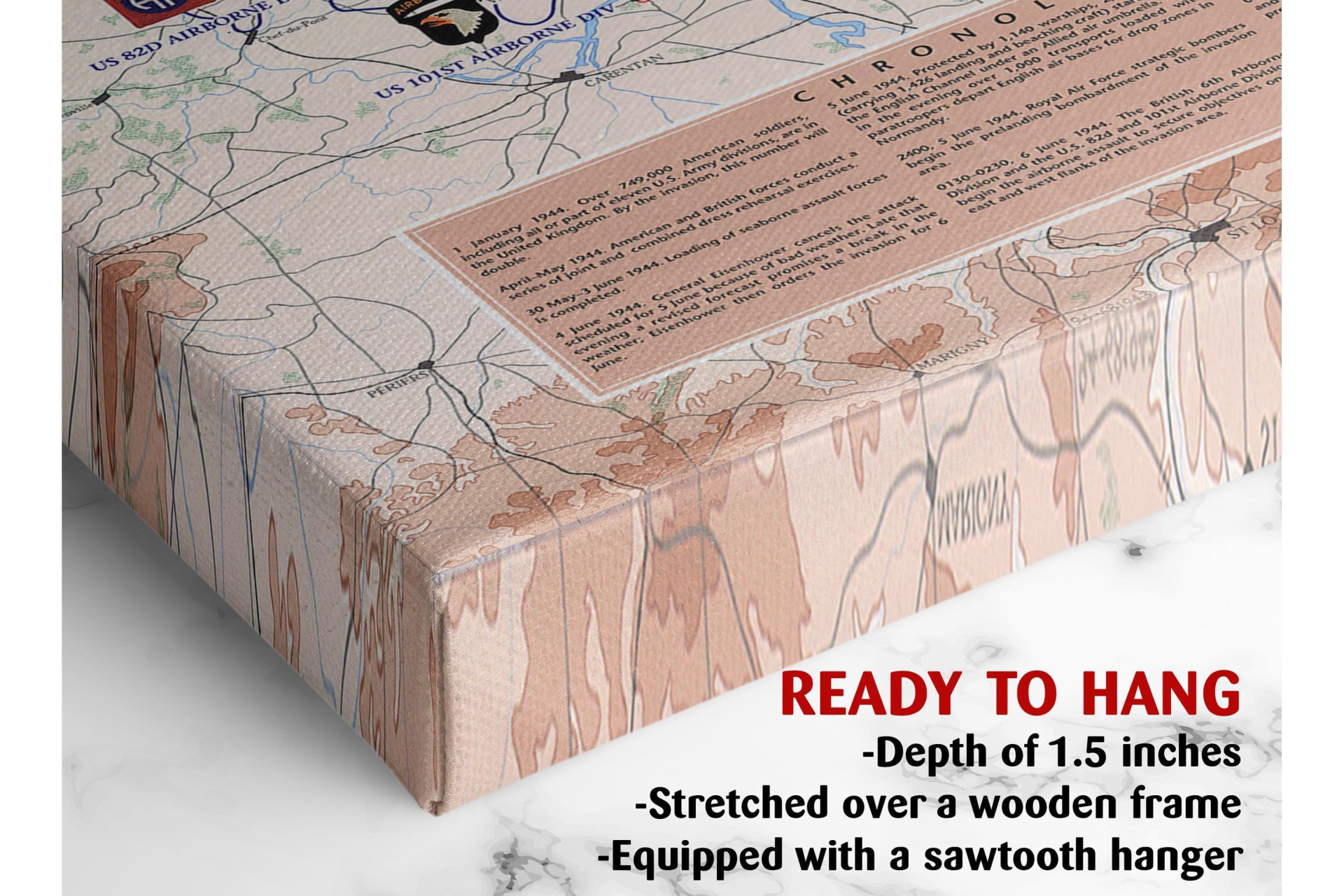 D-Day Normandy Landings Map Canvas Wall Art