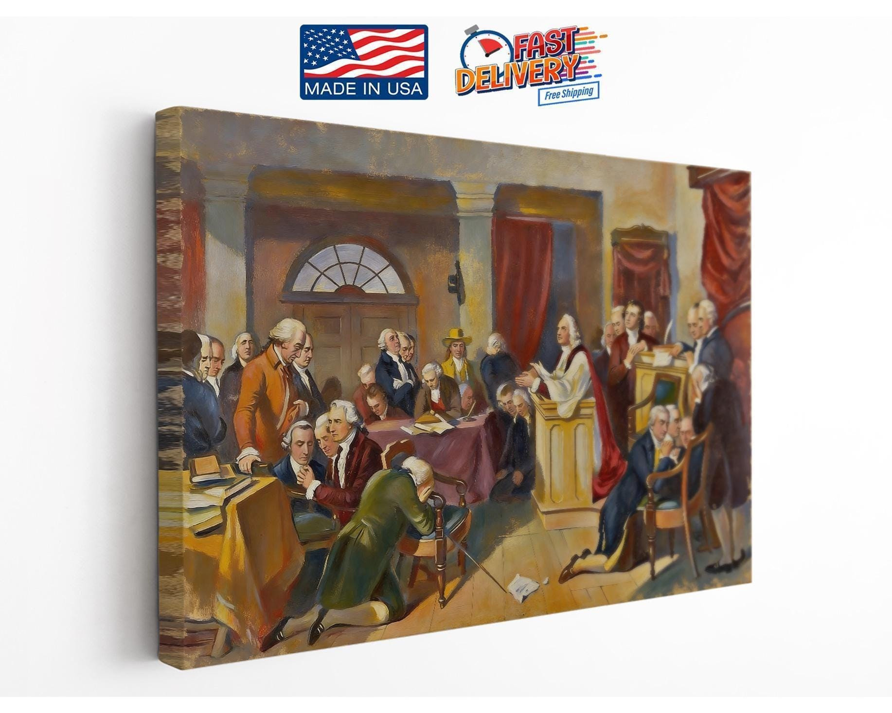 First Prayer in Congress Classic Canvas Wall Art