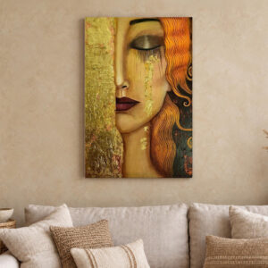 Freya's Tears Gold Portrait Canvas Wall Art