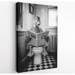 Funny Duck on Toilet Canvas Wall Art