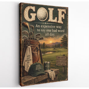 Funny Vintage Golf Canvas Wall Art