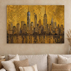 Gold New York Skyline Canvas Wall Art