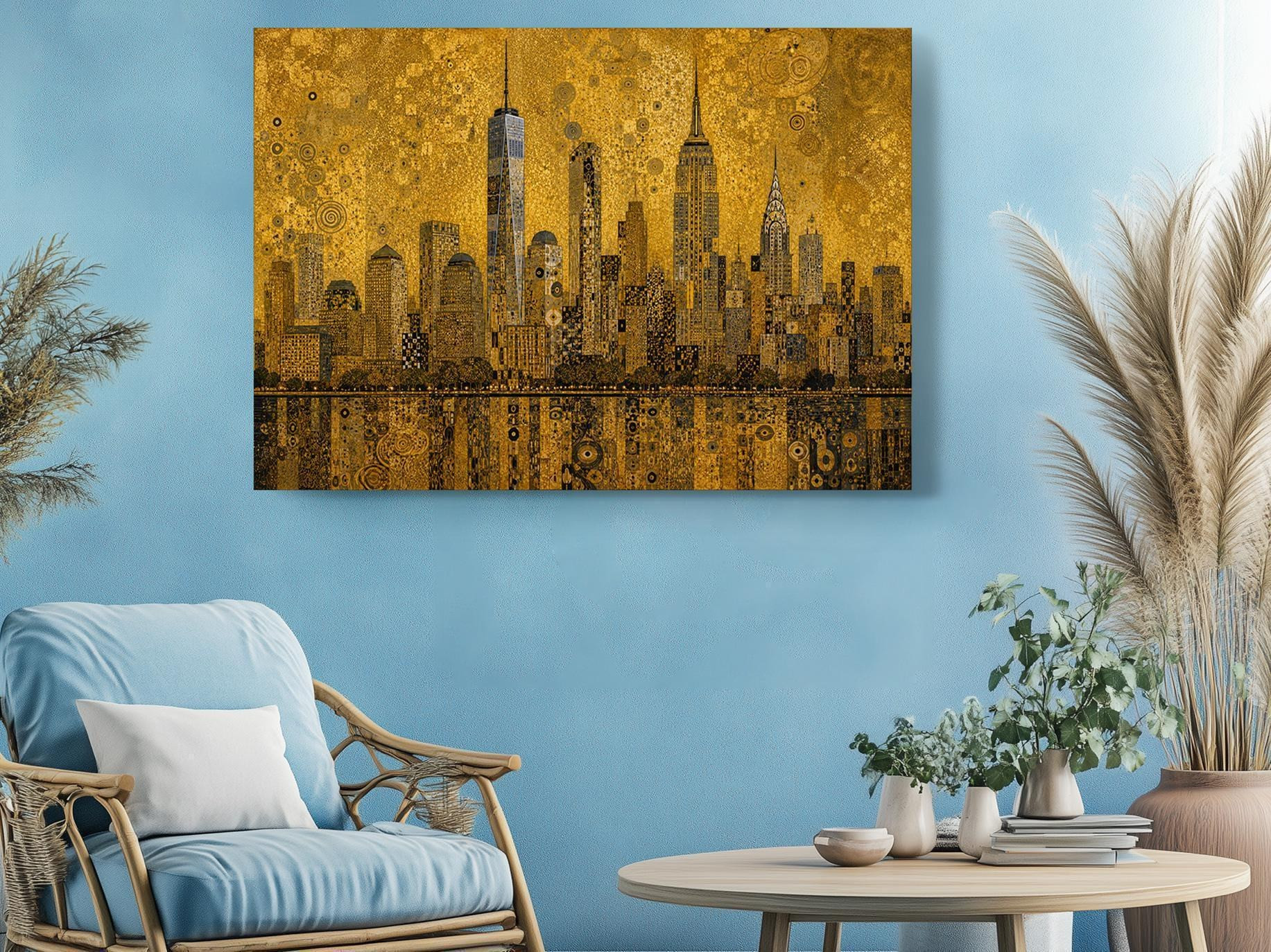 Gold New York Skyline Canvas Wall Art