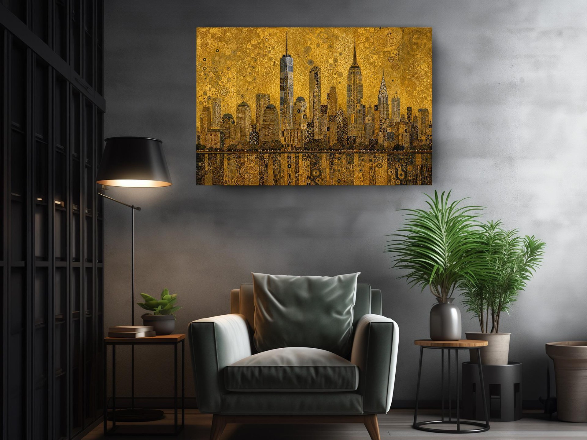 Gold New York Skyline Canvas Wall Art