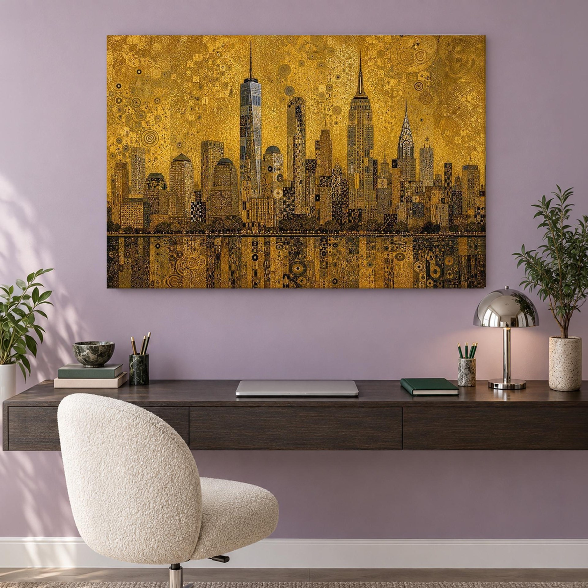 Gold New York Skyline Canvas Wall Art
