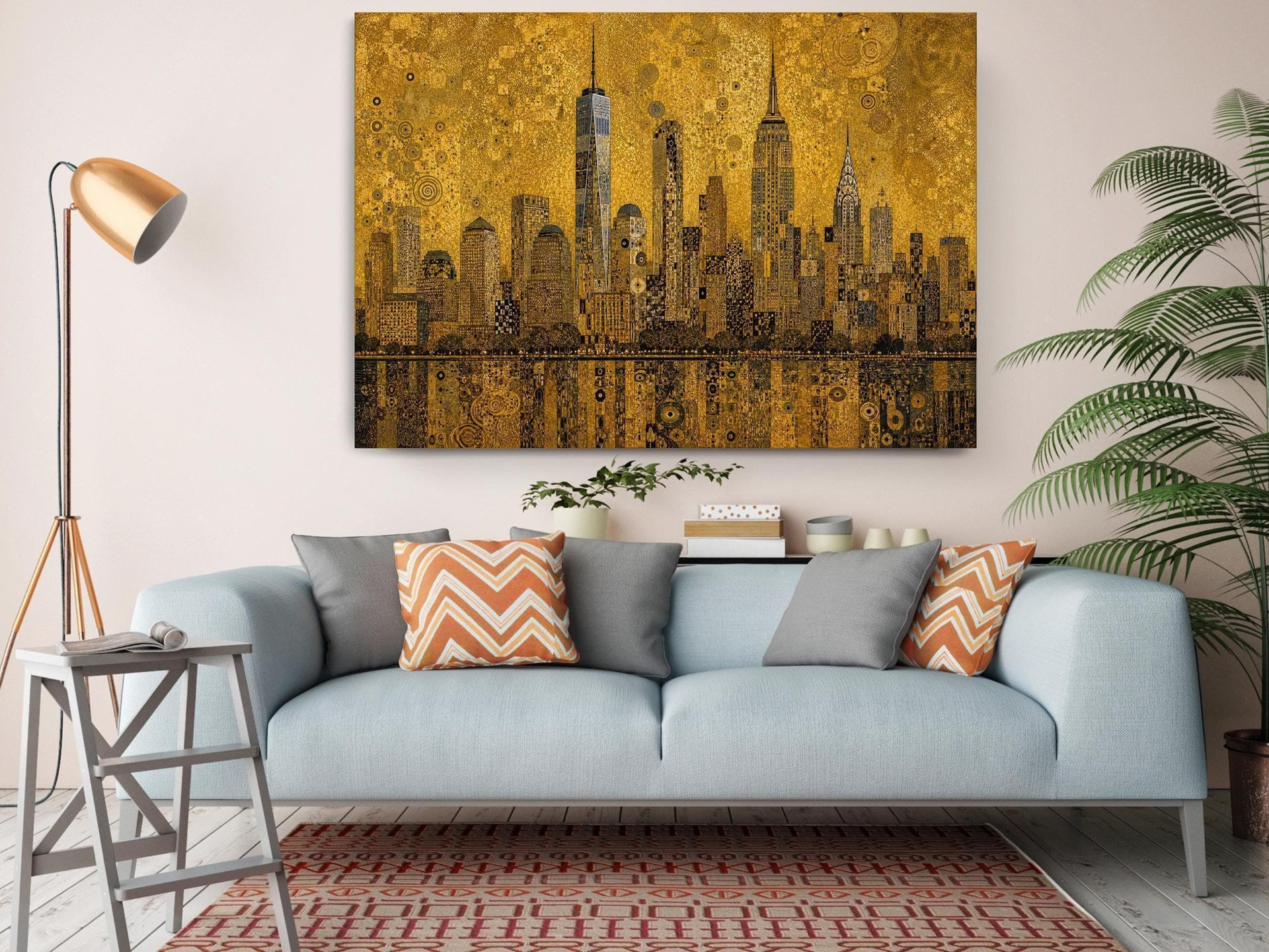 Gold New York Skyline Canvas Wall Art