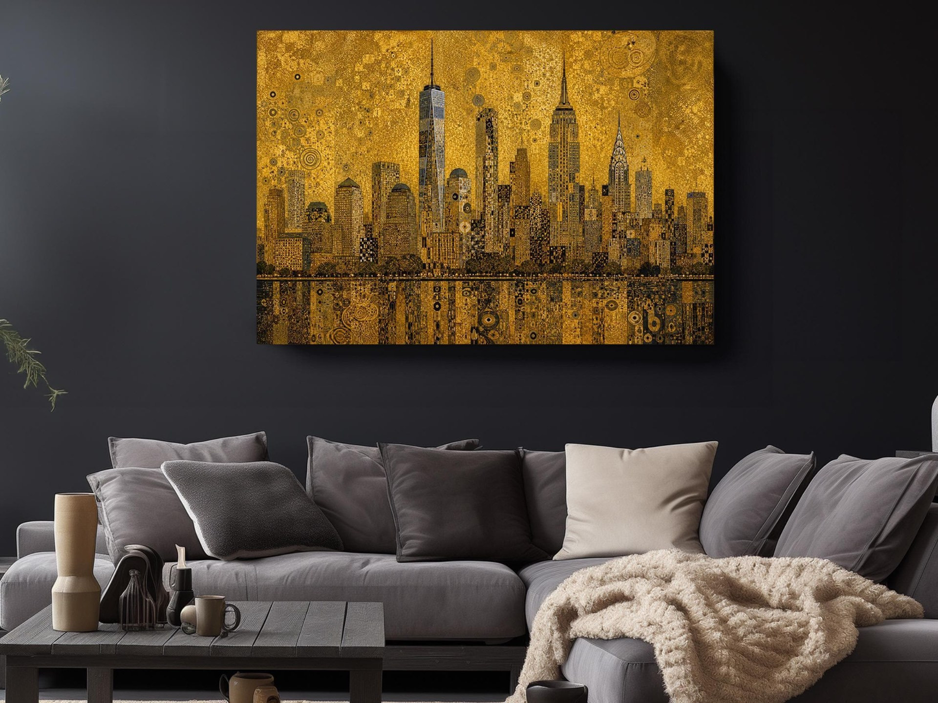 Gold New York Skyline Canvas Wall Art