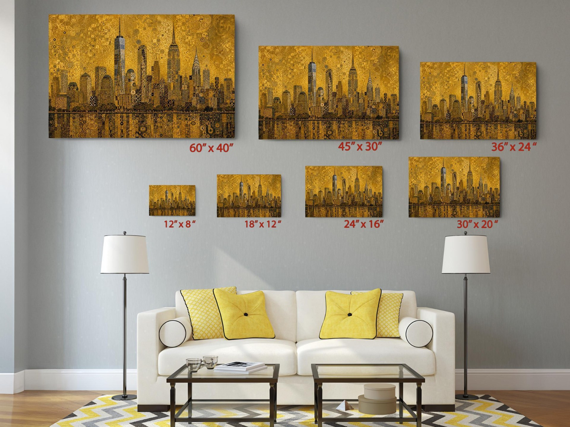 Gold New York Skyline Canvas Wall Art