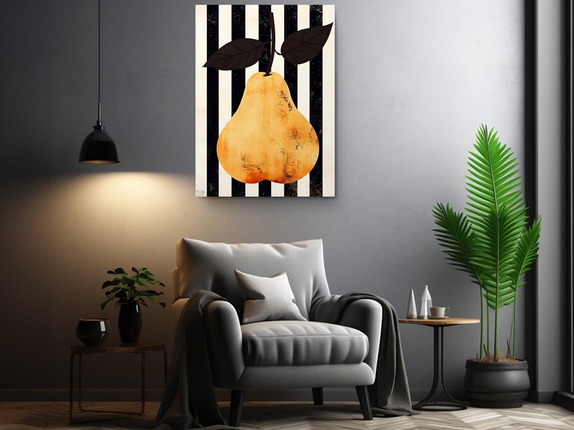 Golden Pear Kitchen Canvas Wall Art