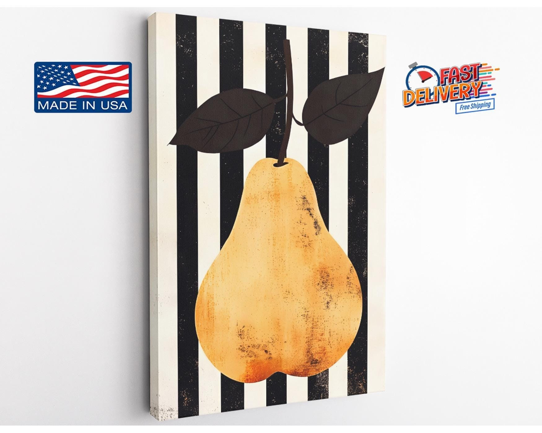 Golden Pear Kitchen Canvas Wall Art
