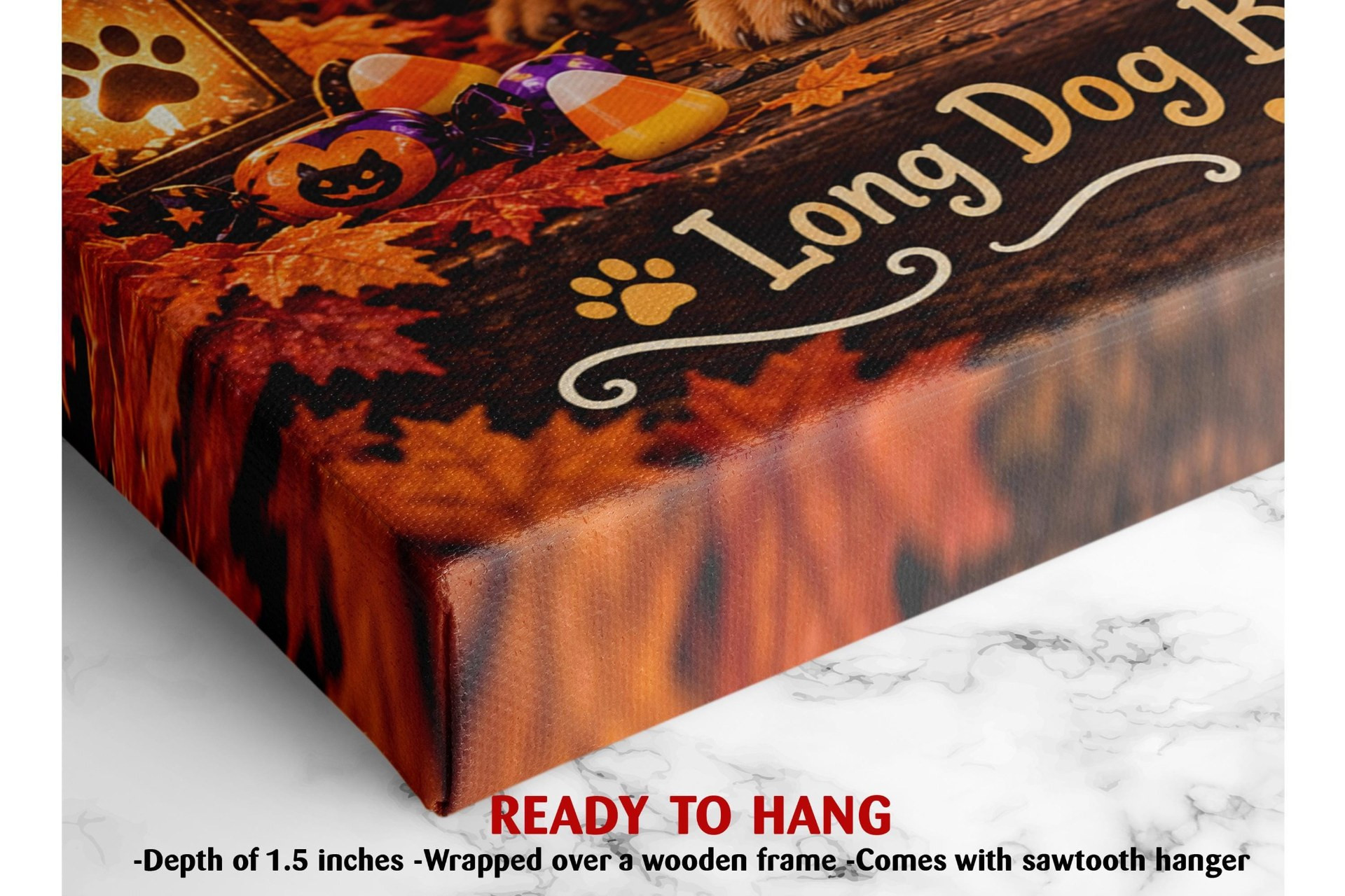 Halloween Dachshund Skeleton Puppy Canvas Wall Art