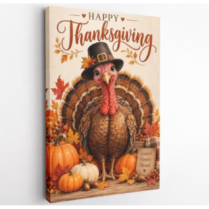 Happy Thanksgiving Turkey Canvas Wall Art