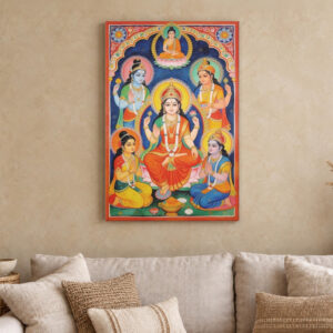 Hindu Deity Family Canvas Wall Art