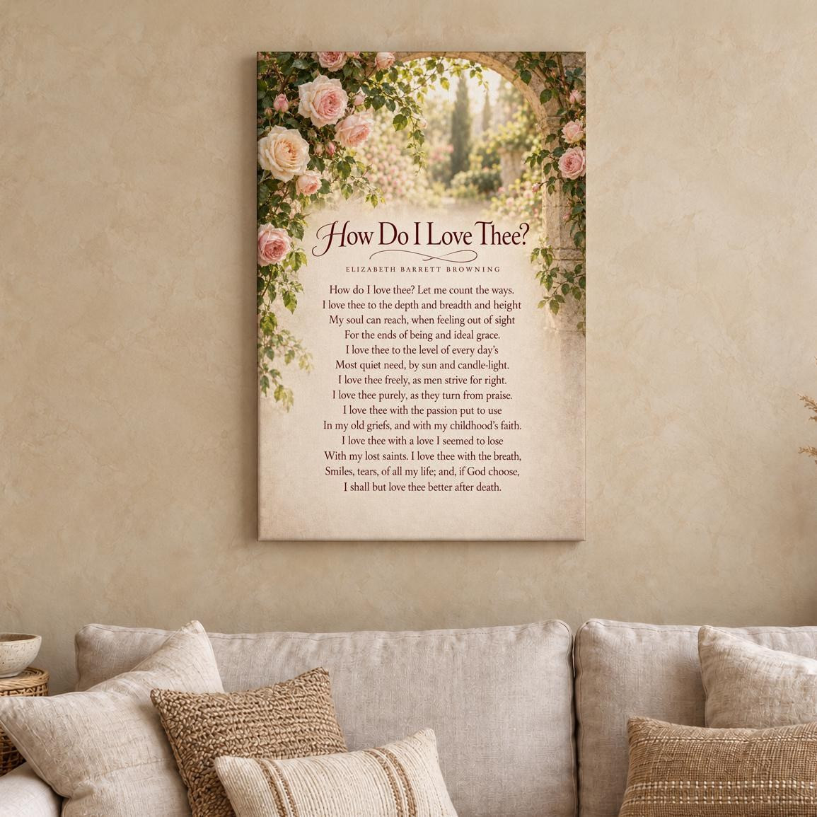 How Do I Love Thee Poem Canvas Wall Art