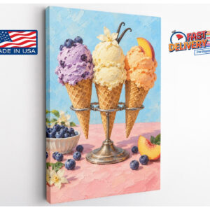 Ice Cream Cones Textured Canvas Wall Art
