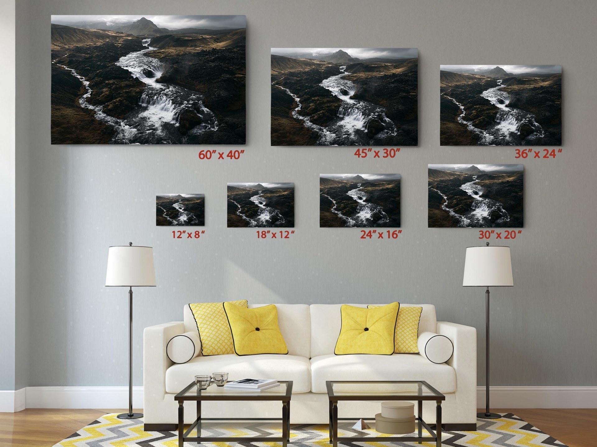Iceland Waterfall Aerial Canvas Wall Art