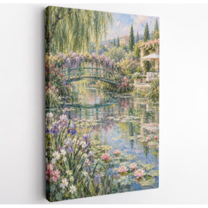 Impressionist Garden Bridge Canvas Wall Art