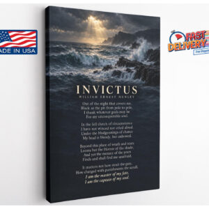 Invictus Poem Stormy Sea Canvas Wall Art
