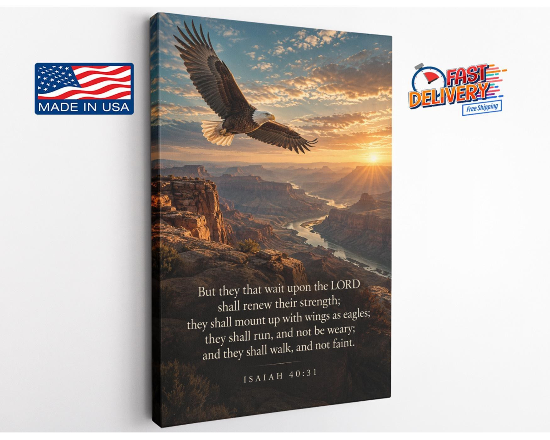 Isaiah 40:31 Bald Eagle Canvas Wall Art