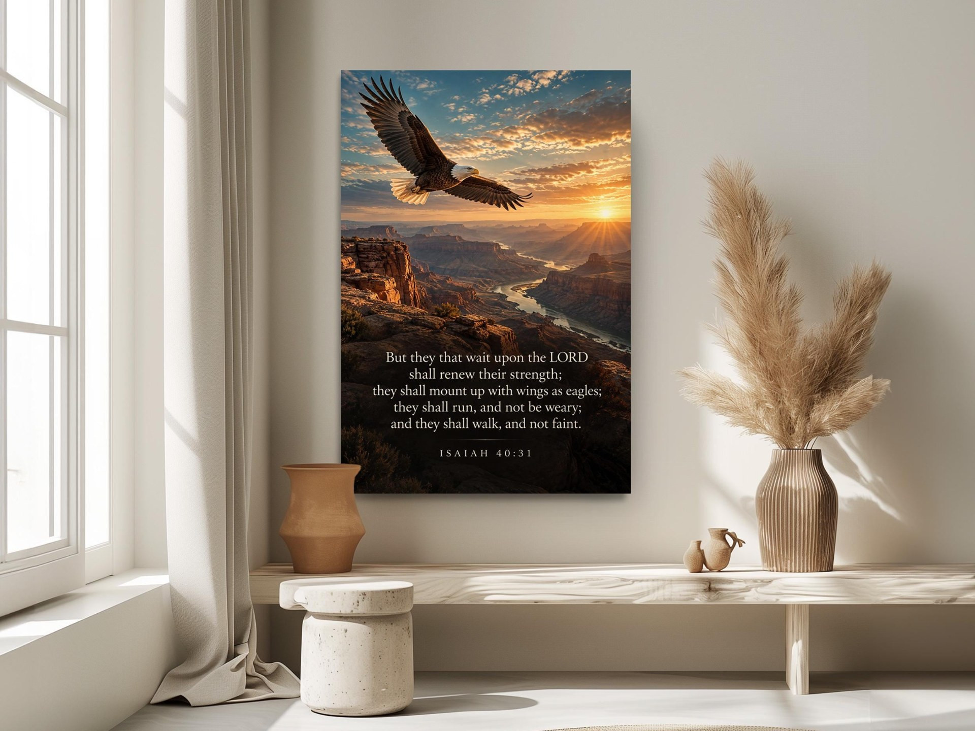 Isaiah 40:31 Bald Eagle Canvas Wall Art