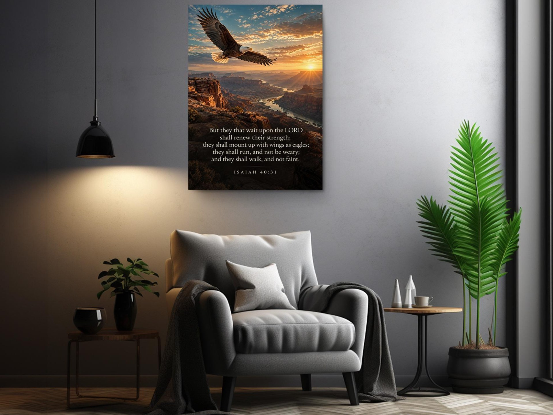 Isaiah 40:31 Bald Eagle Canvas Wall Art