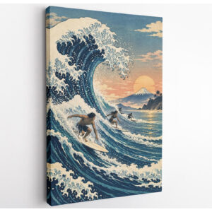 Japanese Wave Surfing Canvas Wall Art