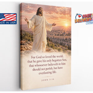 John 3:16 Jesus Over Jerusalem Canvas Wall Art