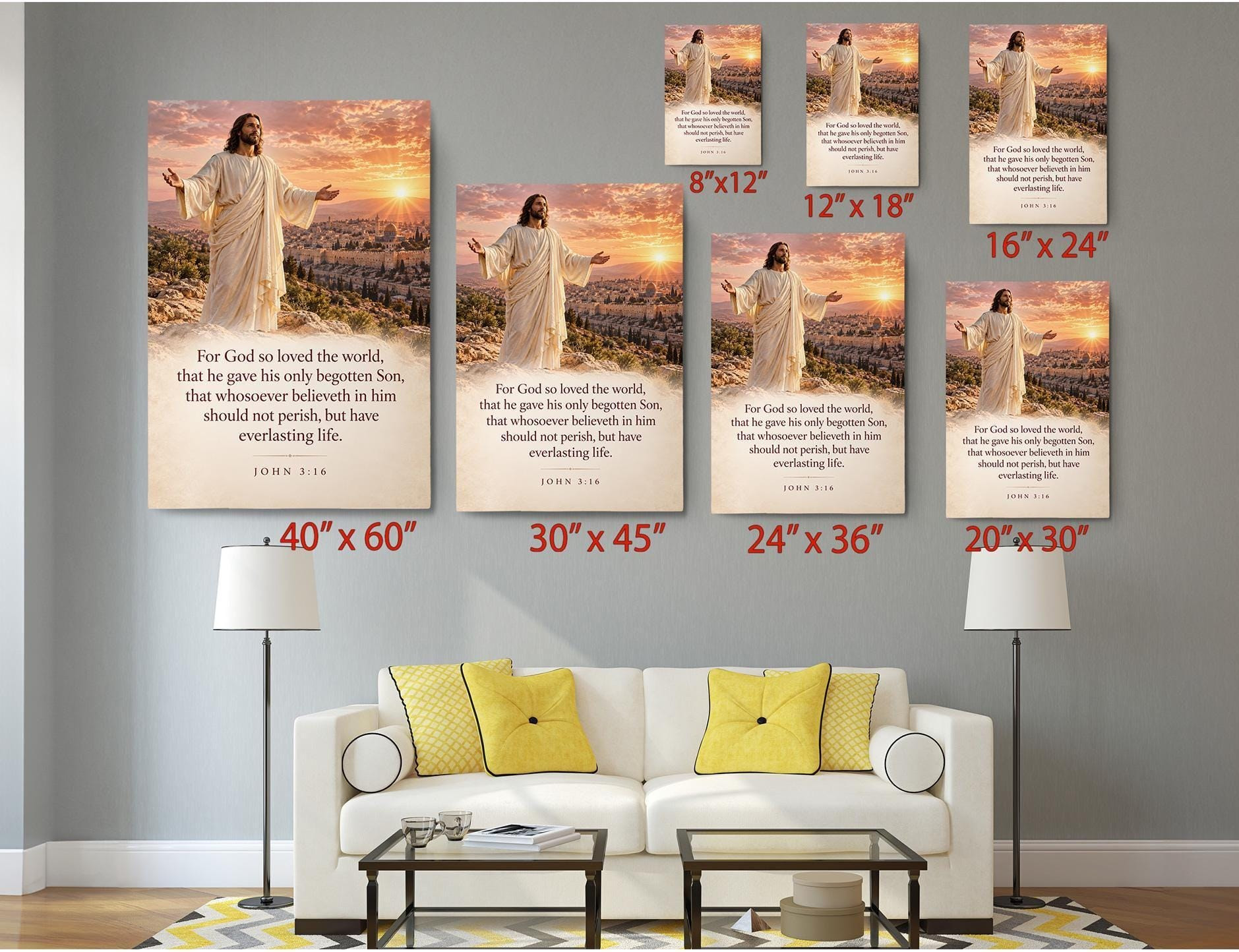 John 3:16 Jesus Over Jerusalem Canvas Wall Art