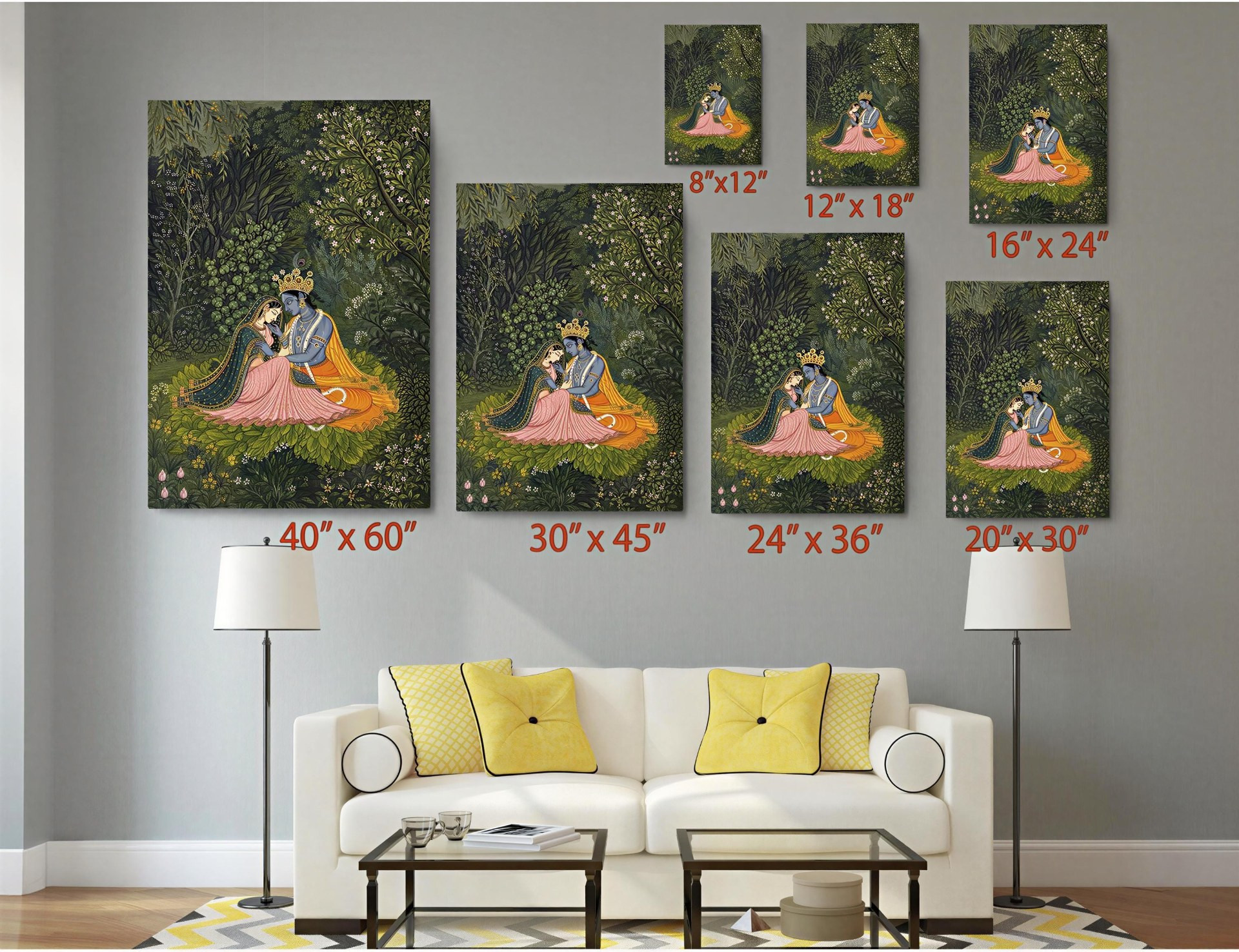 Krishna and Radha Canvas Wall Art